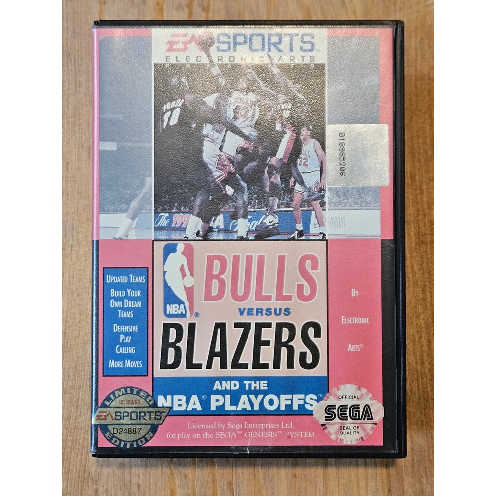 Bulls vs Blazers and the NBA Playoffs Sega Genesis 1993 EA Sports Game Case